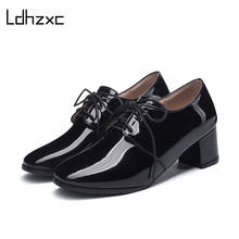 Ldhzxc sapatos femininos de renda redonda, sapatos casuais de escritório para mulheres, com estampa de alta qualidade, em pu, novo, 2021 2024 - compre barato