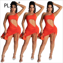 Orange Skew Neck Sleeveless Skinny Mini Dress Sexy Tight Club Patry Lady Fashion Sheath Dress 2024 - buy cheap