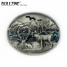 The Bullzine Deer belt buckle with pewter finish FP-02748 suitable for 4cm width belt 2024 - buy cheap