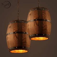 American country loft wood Wine barrel hanging Fixture ceiling pendant lamp E27 light for bar cafe living dining room restaurant 2024 - buy cheap