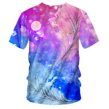 UJWI-Camiseta de moda para Hombre, camisa con cuello redondo 3D, estampado de plumas de colores, Hip-Hop, talla grande, de verano 2024 - compra barato