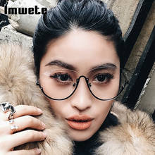 Imwete Oversize Transparent  Glasses Frames Women Vintage Cat-Eye Metal Spectacle Men Brand Designer Half Frame Optical Eyewear 2024 - buy cheap