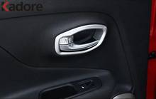 Для Jeep Renegade 2014 2015 2016 2017 2018 2019 ABS матовая Автомобильная Боковая дверь интерьерная ручка крышка чаши отделка стикер аксессуары 2024 - купить недорого