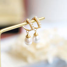 LAMOON Vintage Freshwater Pear Earring 925 Stering Silver Drop Earring For Women Water Drop 10K Gold Plated Fine Jewelry LMEI113 2024 - buy cheap