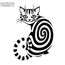 Volkrays-pegatina de gato de Cheshire para coche, calcomanía de vinilo reflectante impermeable, accesorios de animales, color negro/plateado, 16cm * 11cm 2024 - compra barato