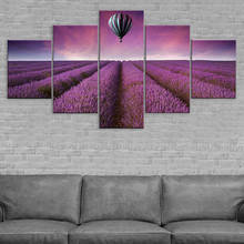 Pintura em tela bela lavanda campo verão paisagem 5 peças pintura da arte da parede modular papéis de parede cartaz impressão casa decoração 2024 - compre barato