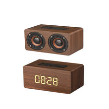 Reloj de madera inalámbrico con Bluetooth, altavoz portátil HiFi con bajos de choque, Soporte para tarjeta TF, columna con personalidad para exteriores 2024 - compra barato