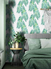 Papel de parede autoadesivo hapyline, descascador e vara, papel de contato de palmeira tropical removível, verde e branco colorido de vinil 2024 - compre barato