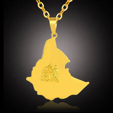 New Africa Ethiopia Map Necklace Brass Gold Plated Lion Stainless Steel Necklace Jewelry Golden Plated Chain Indian Jewelry 2024 - buy cheap