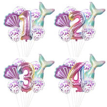 7pcs/set Mermaid Party Balloons Number Foil Balloons Baby Shower Girl Birthday Party Decorations Helium Globos Kids Toys 2024 - buy cheap