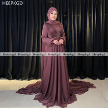 Elegant Muslim Evening Dresses Long A Line Chiffon Plus Size Middle East Women Wedding Party Dress Long Sleeves Evening Gowns 2024 - buy cheap