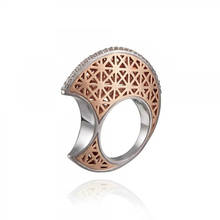 Blaike-Anillo de luna de rejilla exquisita, anillo geométrico para fiesta, lleno de oro blanco, joyería de boda, regalos 2024 - compra barato