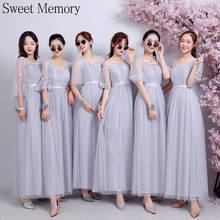 J139 Sweet Memory Half Sleeve Plus Size Long Gray Bridesmaid Dresses 2021 Wedding Party Dress Summer Women Graduation Vestidos 2024 - buy cheap