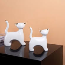 Nordic ins white cat ceramic statue decoration creative animal living room TV cabinet home accessories room decoration crafts 2024 - buy cheap