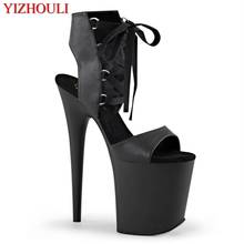 Lace-up vamp 20 cm, PU material 8 inch model stiletto heels, summer night club pole dancing ankle boots 2024 - buy cheap