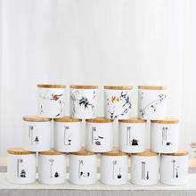 1pcs Creative Wood Covered Ceramic Seal Tank Kitchen Utensils Tea Coffee Sugar Bean Food Container Home Storage Jar 2024 - buy cheap