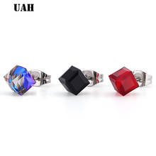 UAH Crystal 2019 New Fashion Earrings  Women Jewelry Accessories Square Cubic  Stud Earring kit Bijouteria brincos 2024 - buy cheap