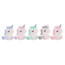 Fkisbox 5pcs Silicone Unicorn Teether Beads Cute Cartoon Rodent BPA Free Baby Teething Necklace Mordedor Nursing DIY Jewelry Toy 2024 - купить недорого