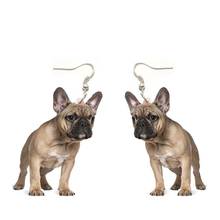 FRENCH BULLDOG earrings Acrylic серьга animal kolczyki cute jewelry Toy steel ring xmas gift for womens girls серьги женские 2024 - buy cheap