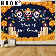 HKOK Psychedelic Tapestry Day of The Dead Backdrop for Mexican Fiesta Sugar Skull Wall Hanging Tapestries for Living Room Decor 2024 - buy cheap