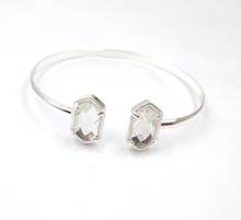 Модные новые медные маленькие прозрачные критальные браслеты, стеклянные каменные манжеты, браслеты для женщин 2024 - купить недорого