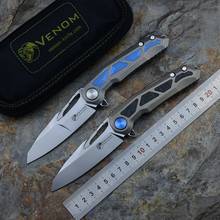 Kevin John New Venom-cuchillo plegable con mango de aleación de titanio, hoja M390, rodamiento de bolas, rescate, acampada, caza, EDC 2024 - compra barato