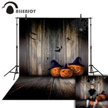 Allenjoy-fondo fotográfico de Halloween, telón de tela para estudio fotográfico, con diseño de calabaza, murciélago, Araña, webs y fotones 2024 - compra barato