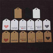 100Pcs/Lot 3x2cm DIY Kraft Paper Cardboard Hanging Tag Thank You Handmade With Love For Garment Shoes Price Label Note Card Tags 2024 - buy cheap