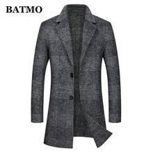 Batmo 2020 nova chegada outono de alta qualidade lã xadrez trench coat masculino, casacos de lã xadrez masculino, tamanho M-XXXL 2036 2024 - compre barato