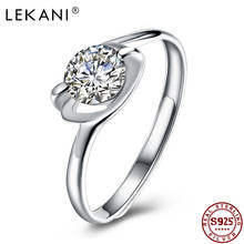 LEKANI 925  Sterling Silver Jewelry Rings For Girl Adjustable Streamline Creativity Design Round Zircon Ring Gift New Arrival 2024 - buy cheap