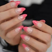 Ombre Rose Pink French Fake Nails Stiletto Gradient Press On Almond False Faux Ongles Nails Tips Daily Office Finger Wear 2024 - buy cheap