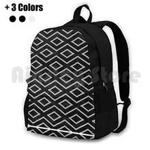 Mochila Tribal de diamantes en blanco y negro para senderismo al aire libre, bolsa deportiva de escalada, ecléctico étnico, bohemio 2024 - compra barato