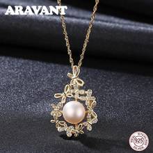 925 Sterling Silver Butterfly Zircon Gold Necklace Natural Freshwater Pearl Necklaces For Women Fashion Jewelry Gifts 2024 - buy cheap