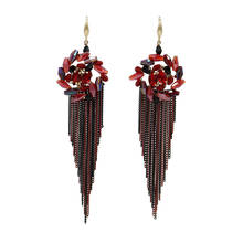 New Style Crystal Beads Earrings Metal Chain Tassel Long Dangle Earrings For Women Hand Made Bohemian Fashion Jewelry 2024 - buy cheap