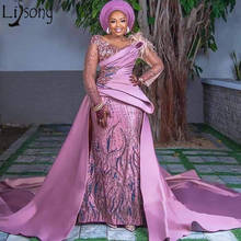 Gorgeous Lavender Aso Ebi Prom Dresses Mermaid Plus Size Beaded African Evening Dresses Nigerian Women Formal Party Dress Long 2024 - buy cheap