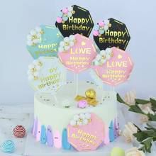 Topper de bolo com glitter em letras douradas e prateadas, decoração de para meninos, festas de aniversário, casamento, 1 peça 2024 - compre barato