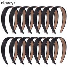 14pcs/lot New Lady Solid Satin Hair Black Plain Alice Headbands 1Inch Width Hairband Ribbon Hair Accessories 2024 - buy cheap