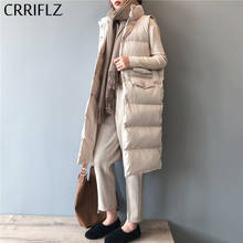 Fashion Winter Down Jacket Women Long Stand Collar Parka Female Casual Sleeveless Solid Vest Chic Coat 2024 - buy cheap