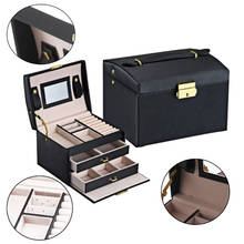 New Jewelry Box Large Capacity Leather Storage Jewelry Case Earring Ring Necklace With Mirror Watch Jewelry Organizer Jewel Boxs 2024 - buy cheap