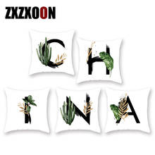 Polyester Simple Green English Alphabet Plant Decorative Throw Pillows Cushion Covers Cojines Decorativos Para Sofa Pillowcase 2024 - buy cheap