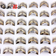 QianBei-anillo de acero inoxidable para mujer y hombre, sortija de compromiso con cadena, regalo de joyería, Color dorado, lote de 5 unidades, venta al por mayor 2024 - compra barato