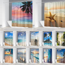 3D Beach Scenery Seaside Bathroom Decoration Fabric Shower Curtain  Waterproof Starfish Shell Bath Curtains with 12 Hooks 4 Size 2024 - buy cheap