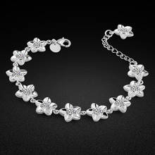 Pulseira de prata esterlina 925 para mulheres, alta qualidade, brilha, zircônia cúbica, flor, pulseira, enfeite de joias para meninas 2024 - compre barato