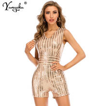 Sexy vintage sleeveless sequin summer bodysuit Playsuit women casual Party night club outfits womens rompers playsuits jumpsuits 2024 - buy cheap