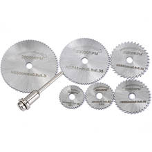 Juego de cuchillas de sierra Circular de 7 piezas, vástago de disco de corte de acero de alta velocidad, accesorios de herramienta rotativa Dremel para corte de madera y aluminio 2024 - compra barato