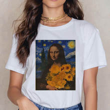 New Mona Lisa 90s T Shirt for Women Fashion Retro Vintage T-shirt Stylish Aesthetic Harajuku Tshirt Ullzang White T Shirt Female 2024 - buy cheap