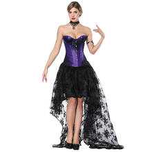 Vestido de corsé gótico Vintage de satén púrpura y encaje negro para mujer, traje Sexy Burlesque, ropa Steampunk, Korsett victoriano para mujer 2024 - compra barato