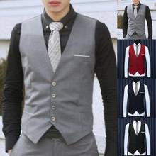 Colete masculino sem mangas, colete formal masculino casual para negócios 2024 - compre barato