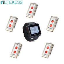 Retekess-reloj receptor T128, dispositivo con botones de llamada de dos teclas, sistema de llamadas inalámbrico, transmisor de buscapersonas para restaurante, 5 unidades 2024 - compra barato
