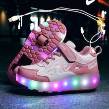 Eur27-43 Two Sneakers With Wheels USB Charging Glowing Led Light up 2020 Roller Skate Wheels Shoes for boys&girls Slippers 2024 - buy cheap